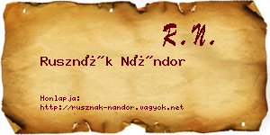 Rusznák Nándor névjegykártya